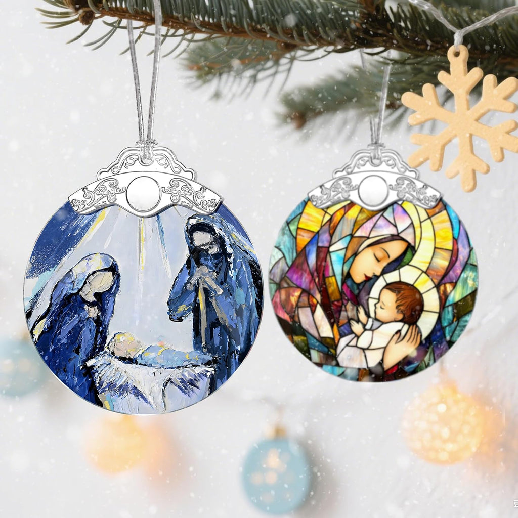 Stained Glass Christian Ornament, Nativity Christmas Ornaments, Christmas Decorations for Tree, Holiday Ornament, Christian Gifts, Religious Gifts, Gift Ideas & Xmas Gift