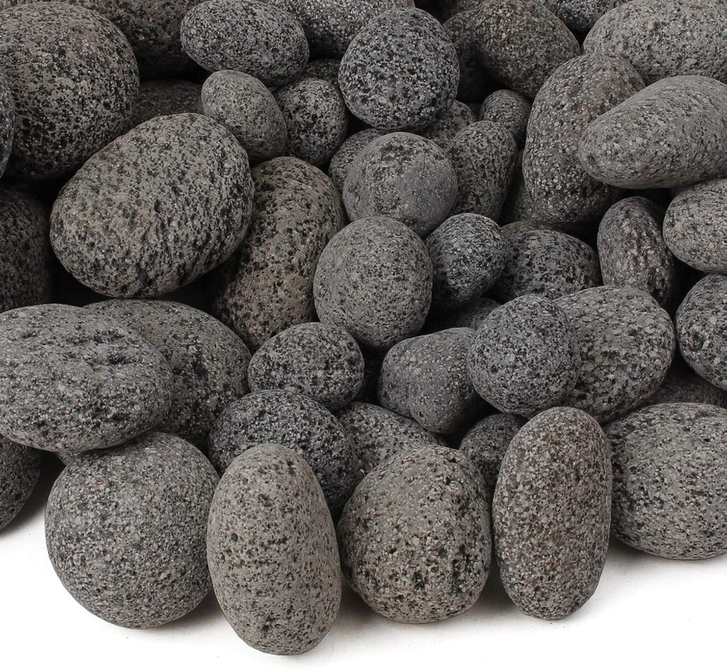 Lava Rock - Tumbled Stones - Black/Gray Volcanic Pebbles - Landscaping Rocks (50 Pound, SM/MD/LG Blend)
