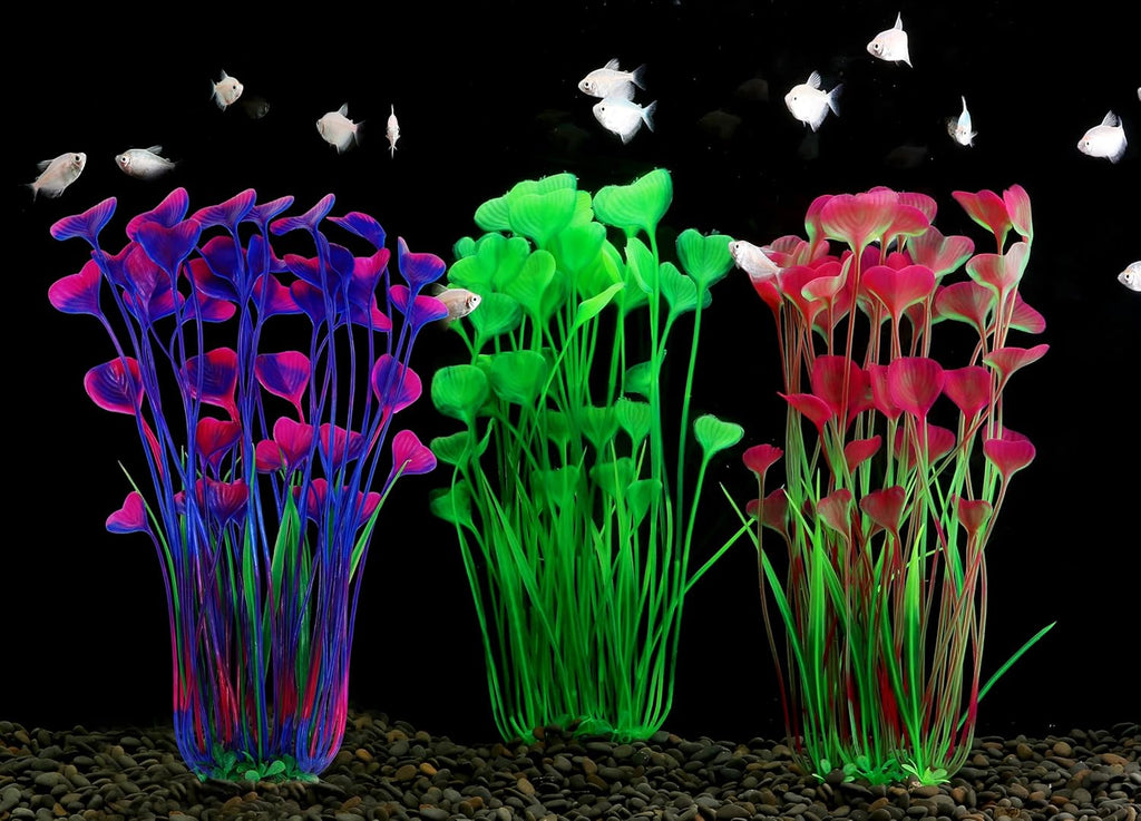 MyLifeUNIT Aquarium Plants, 2 Pack Tall Plastic Plants for Fish Tank Decorations, 15.75 Inches (Purple)