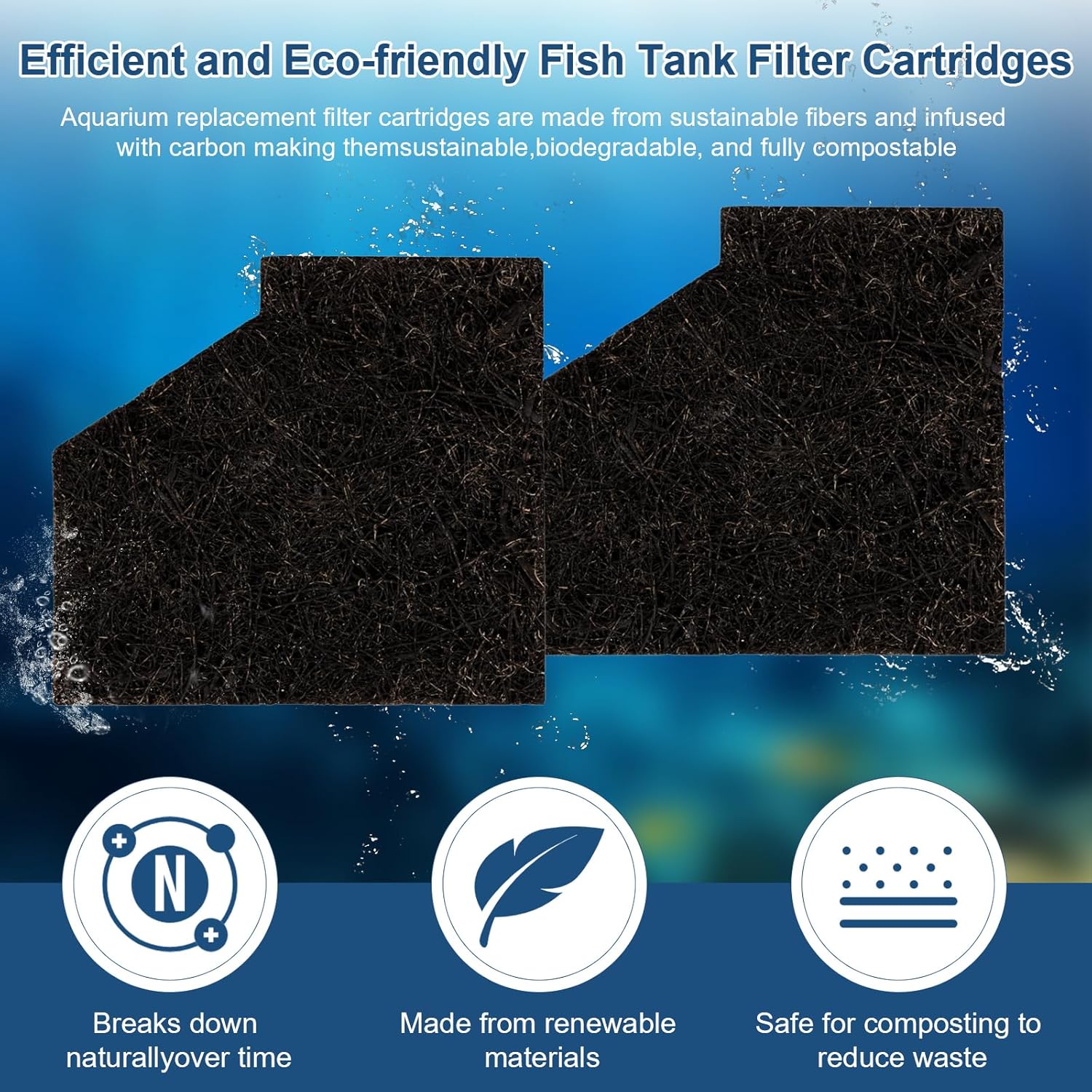 Large Aquarium EcoRenew Filter Cartridges Replacement for Aqueon SmartClean Power Filter with EcoRenew Filter Cartridgein 50-90 Gallon, Fish Tank Filter Cartridge for Freshwater and Saltwater-6Pcs