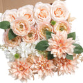 YYHUAWU Artificial Flowers Combo Box Set Pink Fake Flower Leaf with Stems for DIY Wedding Bouquets Centerpieces Baby Shower Party Home Decorations