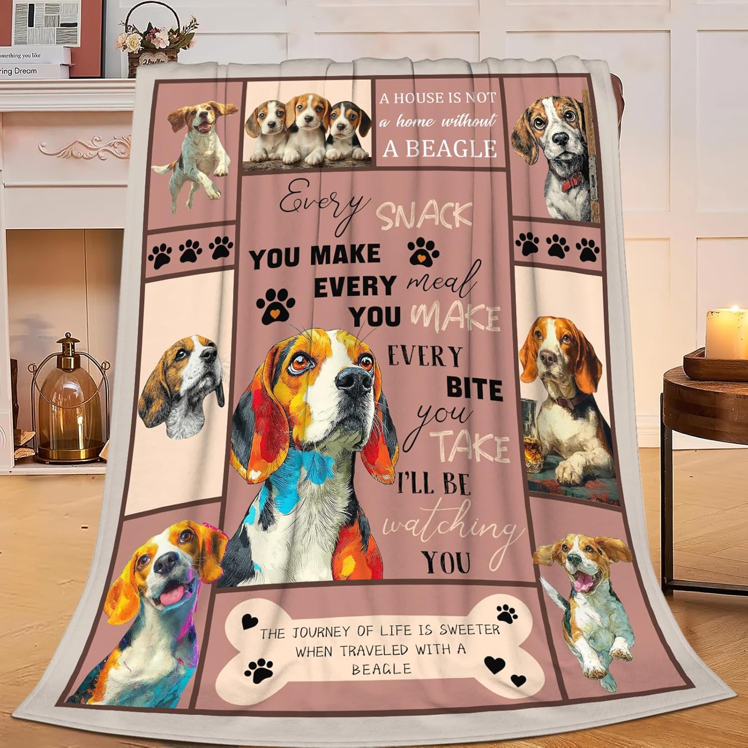 Beagle Throw Blanket Beagle Puppy Stuff Gifts for Dog Lover Kids Girls Boys Adults Women Men Soft Cozy Warm Plush Fluffy Fuzzy Fleece Blanket Decor 40''X50''