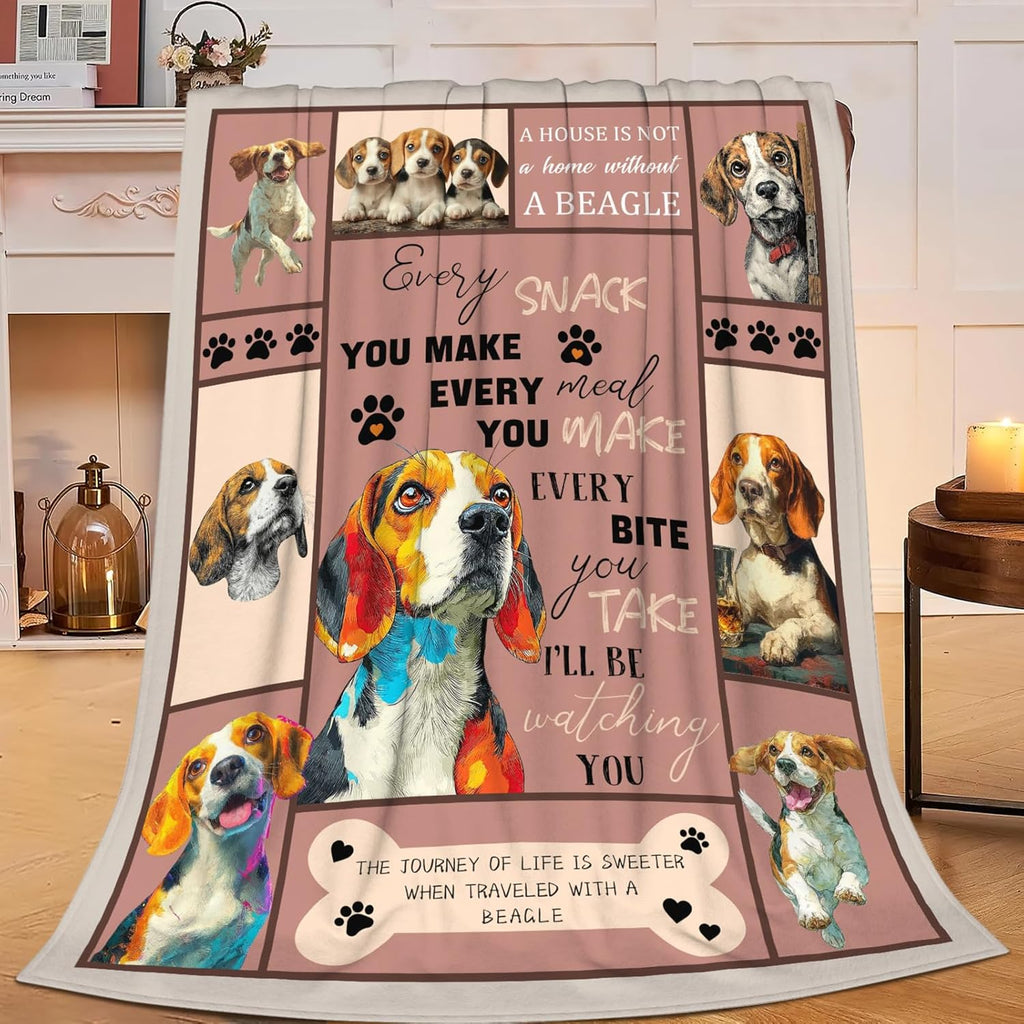 Beagle Throw Blanket Beagle Puppy Stuff Gifts for Dog Lover Kids Girls Boys Adults Women Men Soft Cozy Warm Plush Fluffy Fuzzy Fleece Blanket Decor 50''X60''