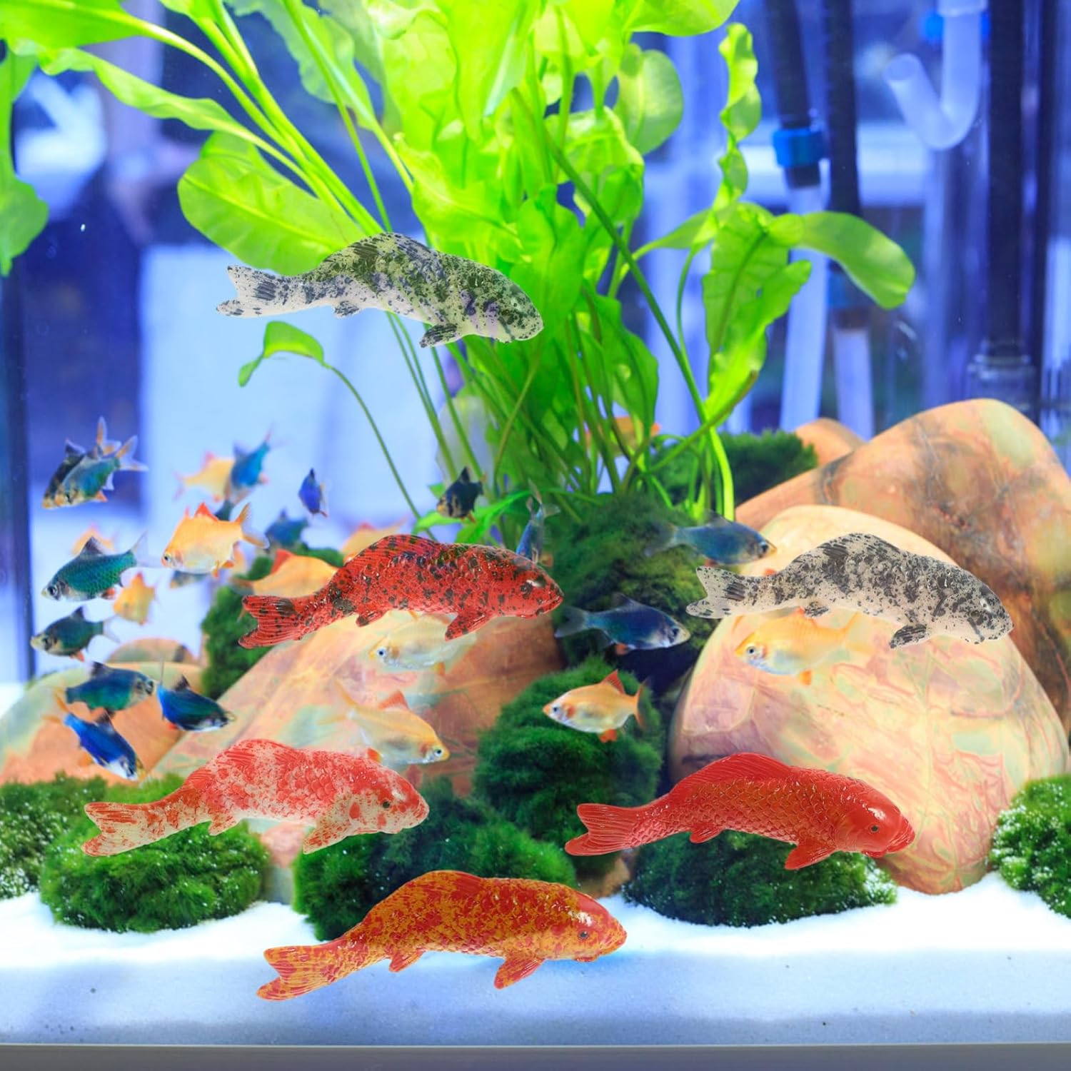 Veemoon 5PCS Fake Koi Fish,2.16Inch Mini Goldfish Figurines DIY Tank Decor for Aquarium Pond Fairy Garden Supplies