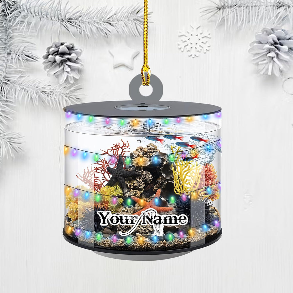 Personalized Aquarium Christmas Ornament, Fish Christmas Ornament, Gift for Fish Lover, Custom Aquarium Christmas Tree Keepsake, Kids First Gift Ideas, Pet Kids Ornament (AFT12)
