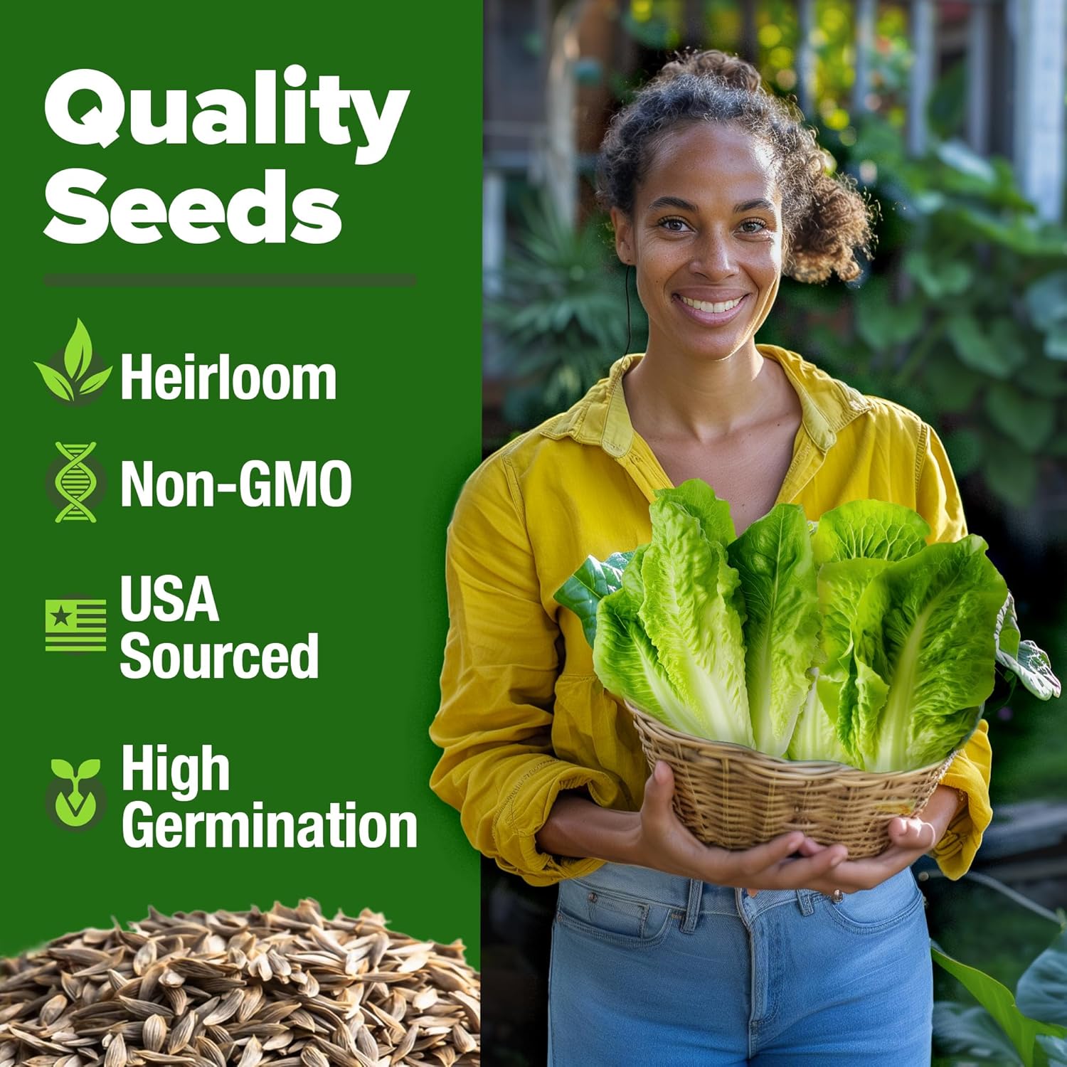 HOME GROWN Romaine Lettuce Seeds, Paris Island Bulk Pack, 7000+ Lettuce Seeds for Planting, High Germination Heirloom Vegetable Seeds,Works Indoor in Hydroponic Garden and Outdoor