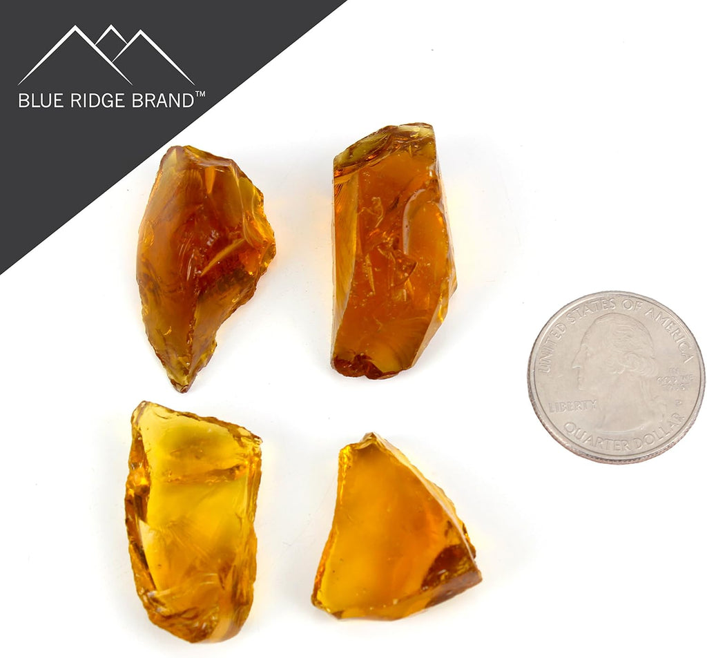 Fire Pit Glass - Fire Glass for Fire Pit - Firepit Glass Rock - Glass Stones - Fire Pit Glass Rocks - Gas & Propane Fire Pit & Fireplace Glass (50 Pound, Light Amber)