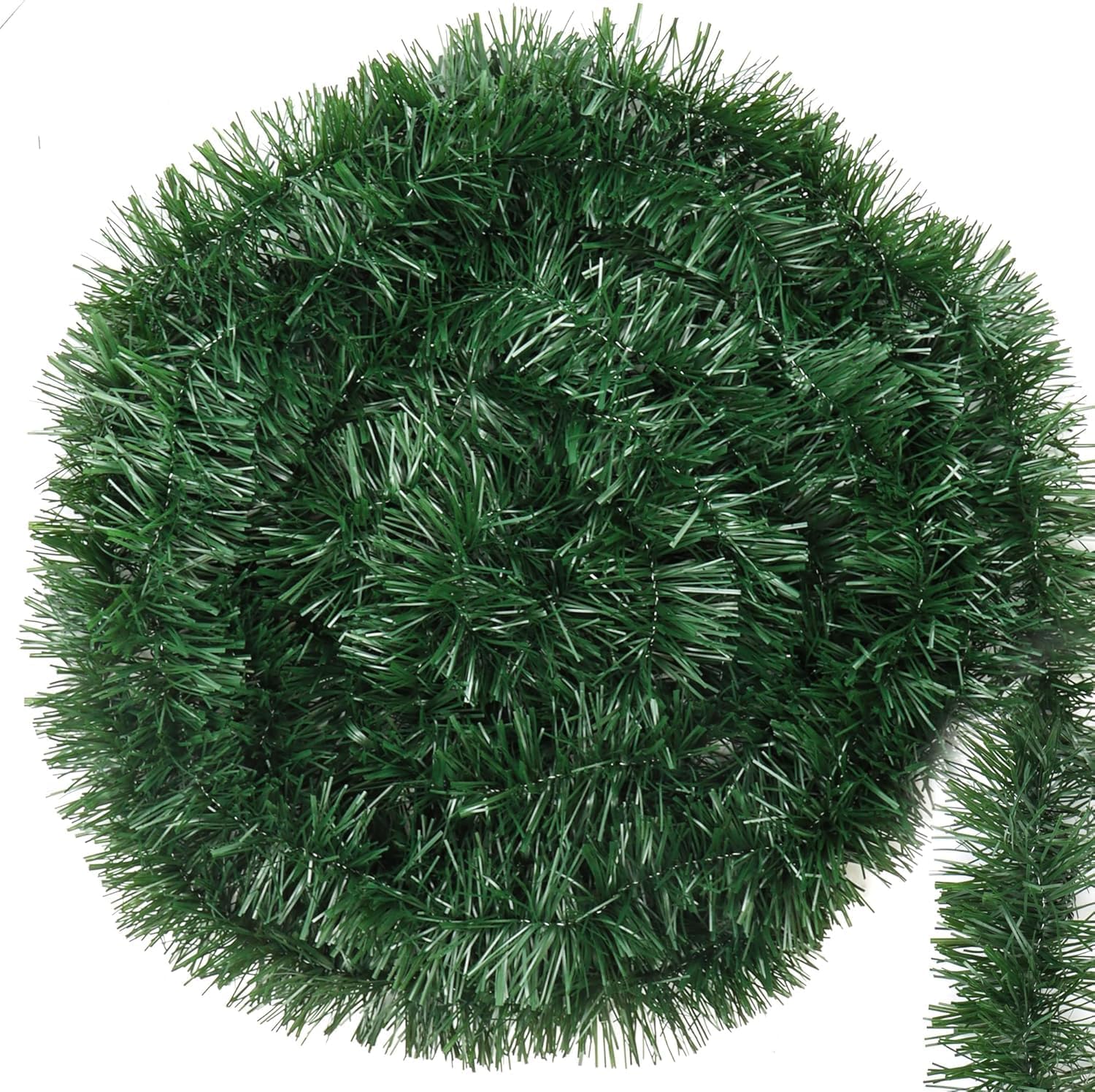 50 Feet Christmas Greenery Garland Decorations, Artificial Green Pine Garlands Xmas Tree Decor Soft Tinsel Garlands Non-Lit for Stairs Mantle Fireplace Home Indoor Outdoor Holiday Party Supplies
