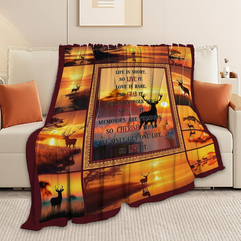 Deer Throw Blanket Deer Elk Stuff Gifts for Kids Girls Boys Adults Women Men Soft Cozy Warm Plush Fluffy Fuzzy Fleece Blanket Decor 40''X50''