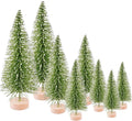 8 Pcs Artificial Mini Christmas Trees, Miniature Pine Trees Sisal Trees with Wood Base Tabletop Christmas Tree for Christmas Xmas Holiday New Year (Green 2, 8 pcs)