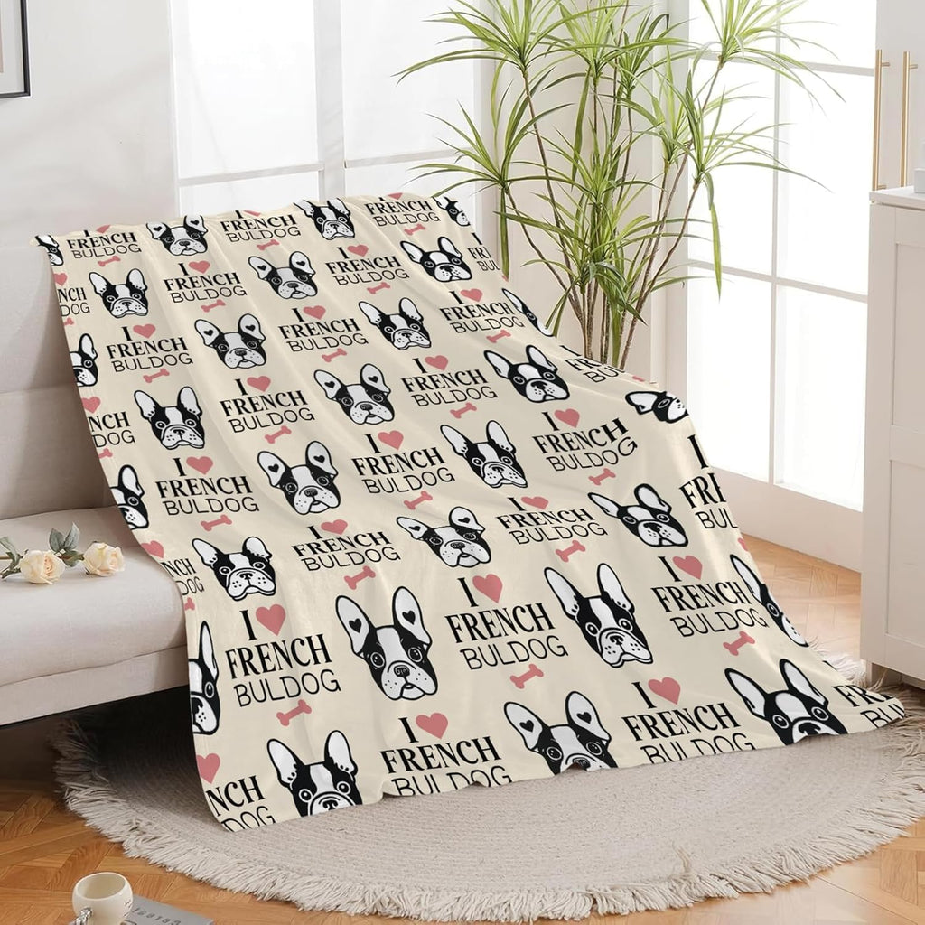 Boston Terrier Throw Blanket French Bulldog Frenchie Puppy Stuff Gifts for Dog Lover Kids Girls Boys Adults Women Men Soft Cozy Warm Plush Fluffy Fuzzy Fleece Blanket Decor 40''X50''