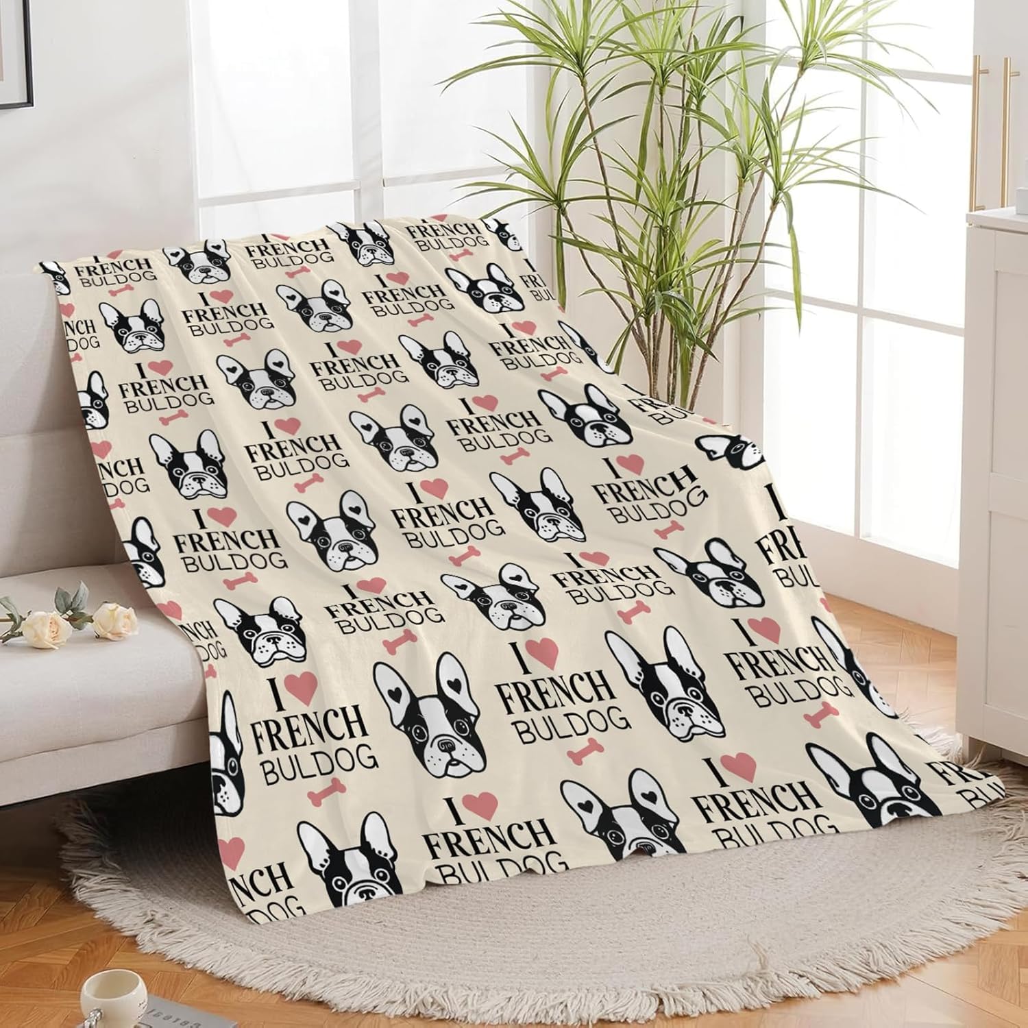 Boston Terrier Throw Blanket French Bulldog Frenchie Puppy Stuff Gifts for Dog Lover Kids Girls Boys Adults Women Men Soft Cozy Warm Plush Fluffy Fuzzy Fleece Blanket Decor 40''X50''