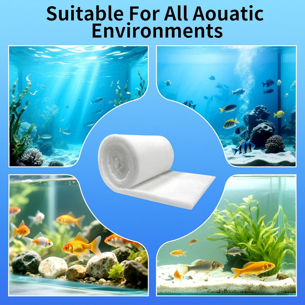 Aquarium Filter Floss 12"x72"x1" Thick Multi-Layer Fish Tank Filter Floss Water Polishing Filter Pad, for Crystal Clear Water, Media Roll Cut to Size