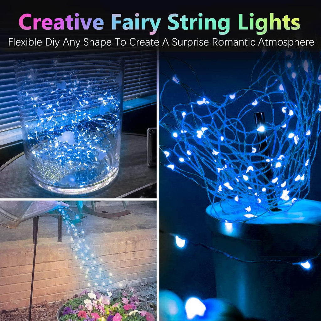 4 Pack 20FT 60LED Christmas Battery Operated Fairy Lights with Timer, Waterproof Battery String Lights Outdoor Indoor, Battery Twinkle Light for Bedroom Wedding Birthday Party Chirstmas (Blue)