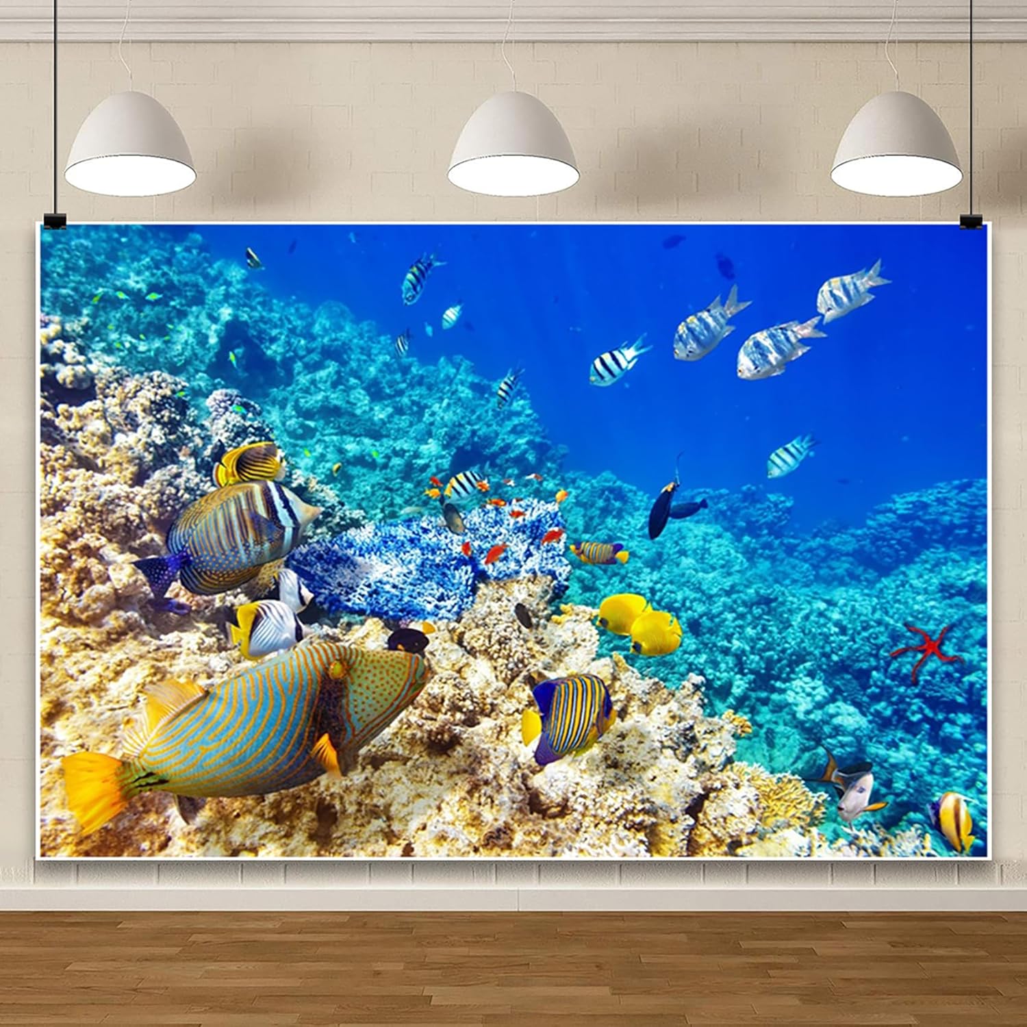 AOFOTO 10x8ft Coral and Tropical Fish in The Sea Backdrop Underwater Seascape Photography Background Marin Aquarium Ocean Diving Atoll Reef Summer Holiday Travel Photo Studio Props Vinyl Wallpaper
