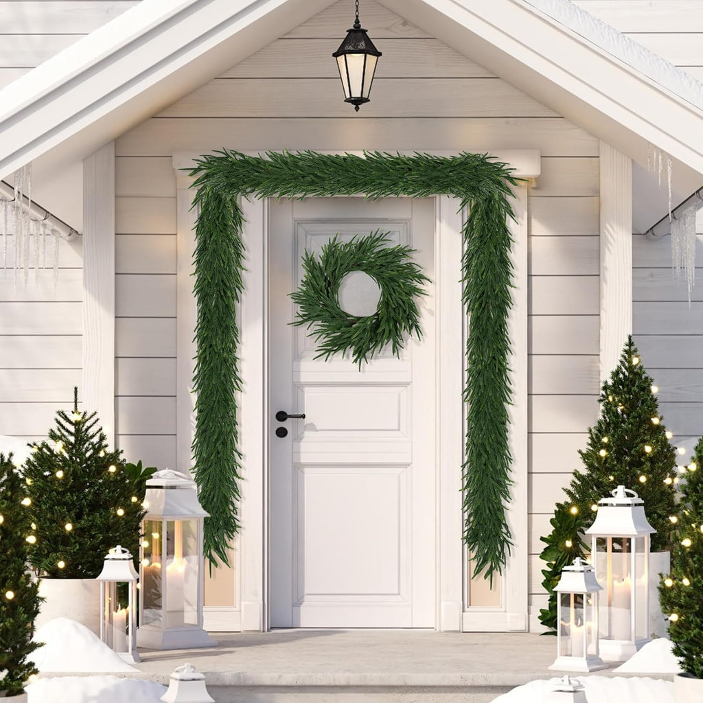 Realistic Christmas Garland Pine Garland Real Touch Green Artificial Greenery Garland Artificial Pine Garlands,for Table, Mantle, Wall, Indoor, Outdoor Christmas Decorations-5FT