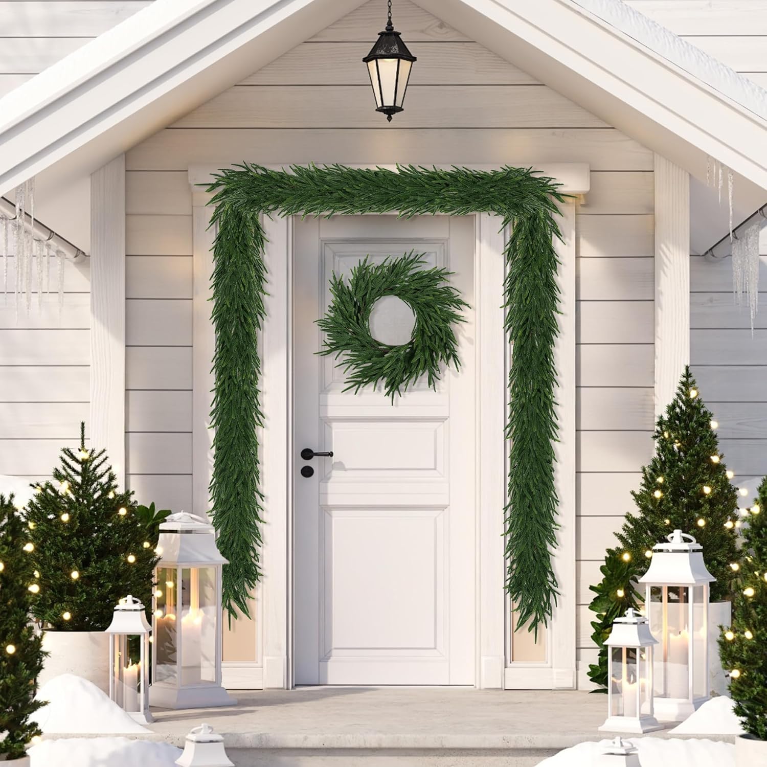 Realistic Christmas Garland Pine Garland Real Touch Green Artificial Greenery Garland Artificial Pine Garlands,for Table, Mantle, Wall, Indoor, Outdoor Christmas Decorations-5FT