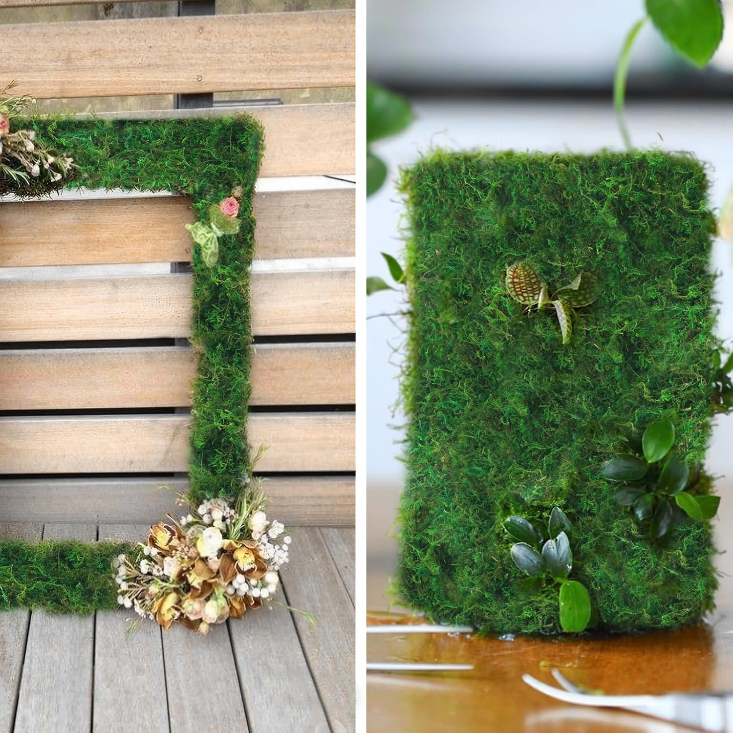 ACRYCS Moss Roll Moss Table Runner Dried Moss Mat for Crafts 6" x 51" Green Moss Roll for Fairy Gardens Wedding Woodland Decor Preserved Moss Mat for Table Decoration Moss Carpet for Wall 15x130 cm