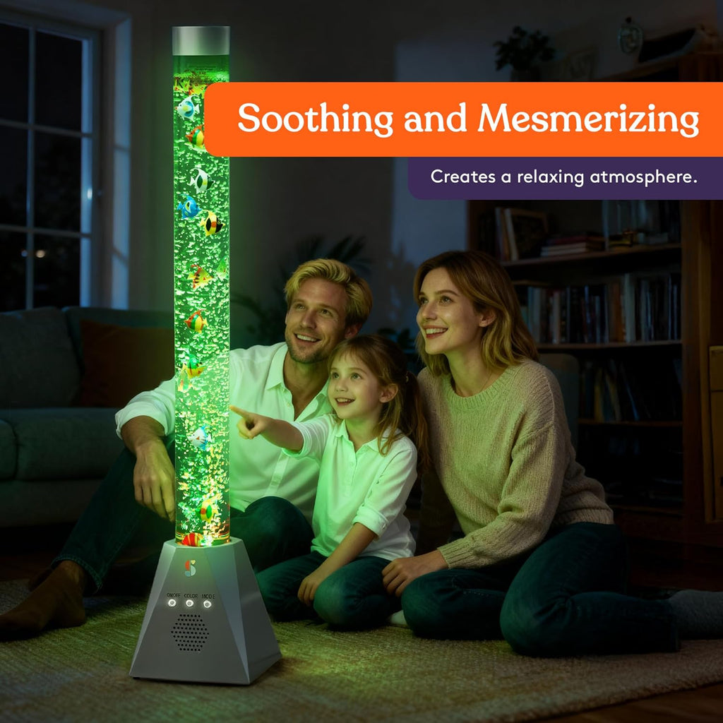 Special Supplies Aquarium Sensory Fish Bubble Light Tube with Bluetooth Speaker, 16-Color LED Nightlight, Remote Control, Floor-Standing Lamp for Kids and Adults, 4 Ft (Diamond)