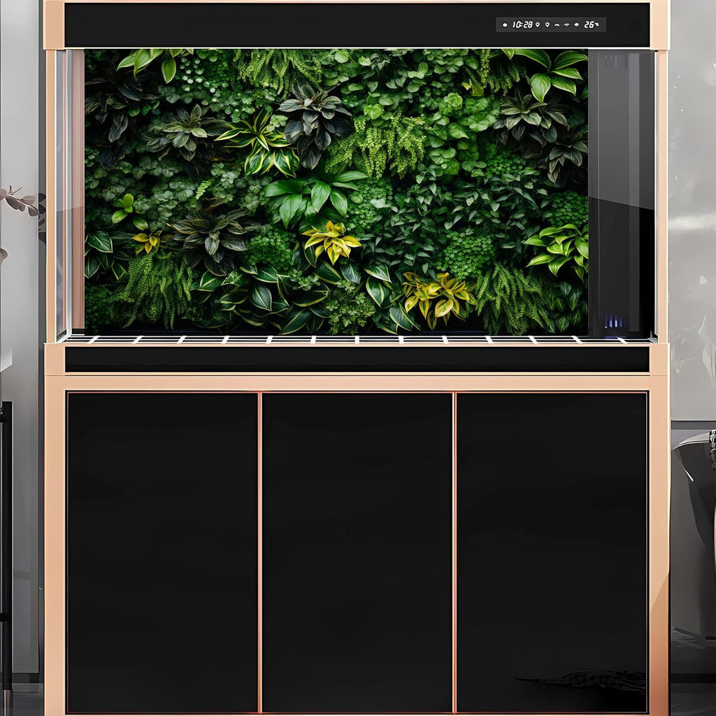 2 Packs Rock Wall Reptile Tank Background Lush Green Tropical Leaves Aquarium Background Nature's Embrace Tropical Green Plants Fish Tank Backgrounds Moss Wall Reptile Enclosure Backgrounds 60x24in