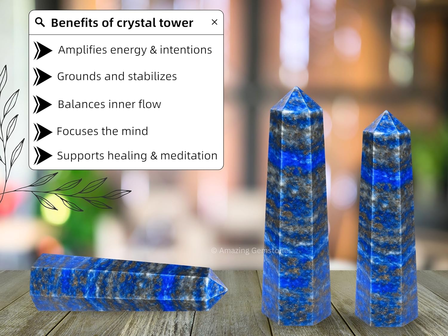 Amazing Gemstone Lapis Lazuli Crystal Towers ~ Natural Healing Crystal Point Obelisk for Reiki Healing and Crystal Grid (2" to 3" INCH)