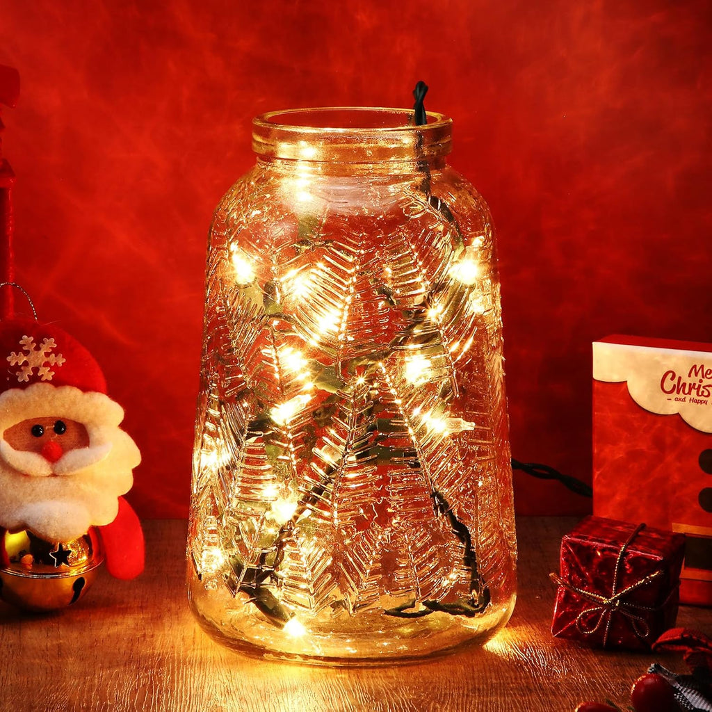 Mini Christmas Lights String Warm White Vintage Short Strand String Lights, Clear Bulbs Wire Fit Light up Christmas Decorations(20 Bulbs No Connectable,6.5ft,Green)