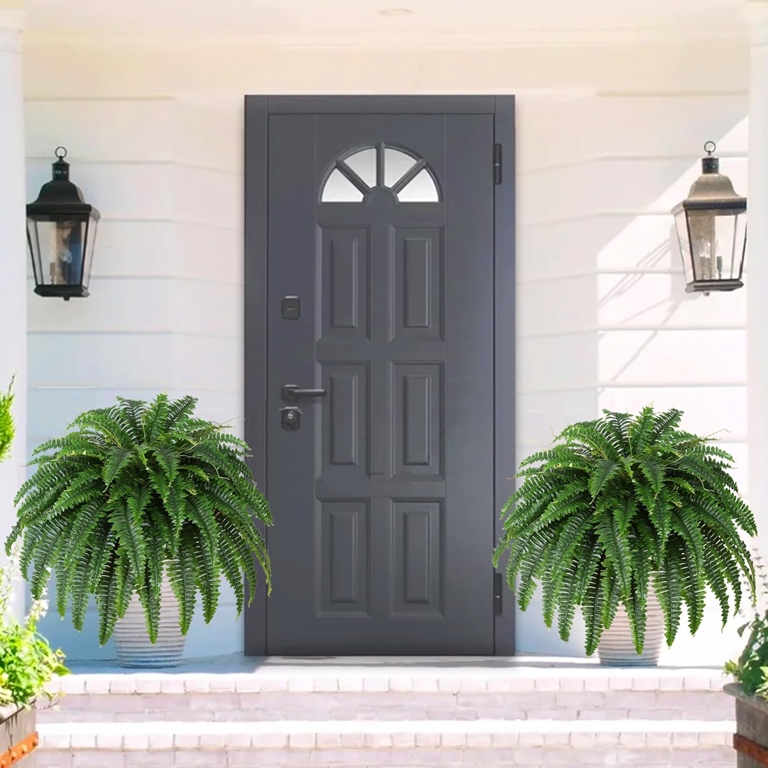 Single Silky Artificial Boston Fern Bush, 43Inch Large Artificial Ferns for Outdoors, Large Faux Ferns Artificial Plants,Suitable for Decorating Office, Living Room Faux Greenery,69Branches