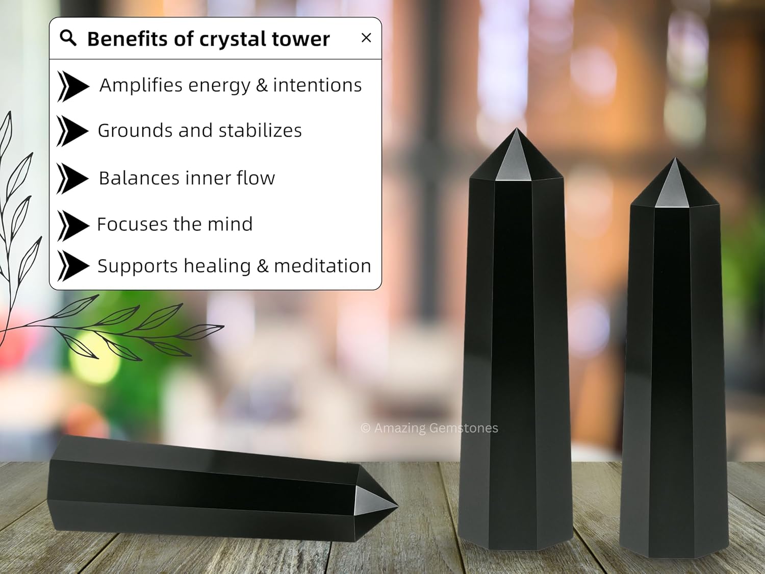 Amazing Gemstone Black Tourmaline Crystal Towers ~ Natural Healing Crystal Point Obelisk for Reiki Healing and Crystal Grid (2" to 3" Inch)