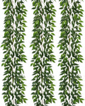 3 Strands Italian Ruscus Artificial Vines, 73" Silk Vine Garland with Green Leaves, Fake Hanging Plants Greenery Decor for Home, Bedroom, Wall, Party, Wedding Decoration