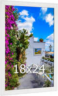 18x24 Wood Frame White, Natural Woodgrain 24x18in Picture Frame, Rustic Wooden 18 x 24 inch Gallery Wall Photo Poster Frame with HD Plexiglass, Horizontal Vertical Wall Mounting Display 1pcs