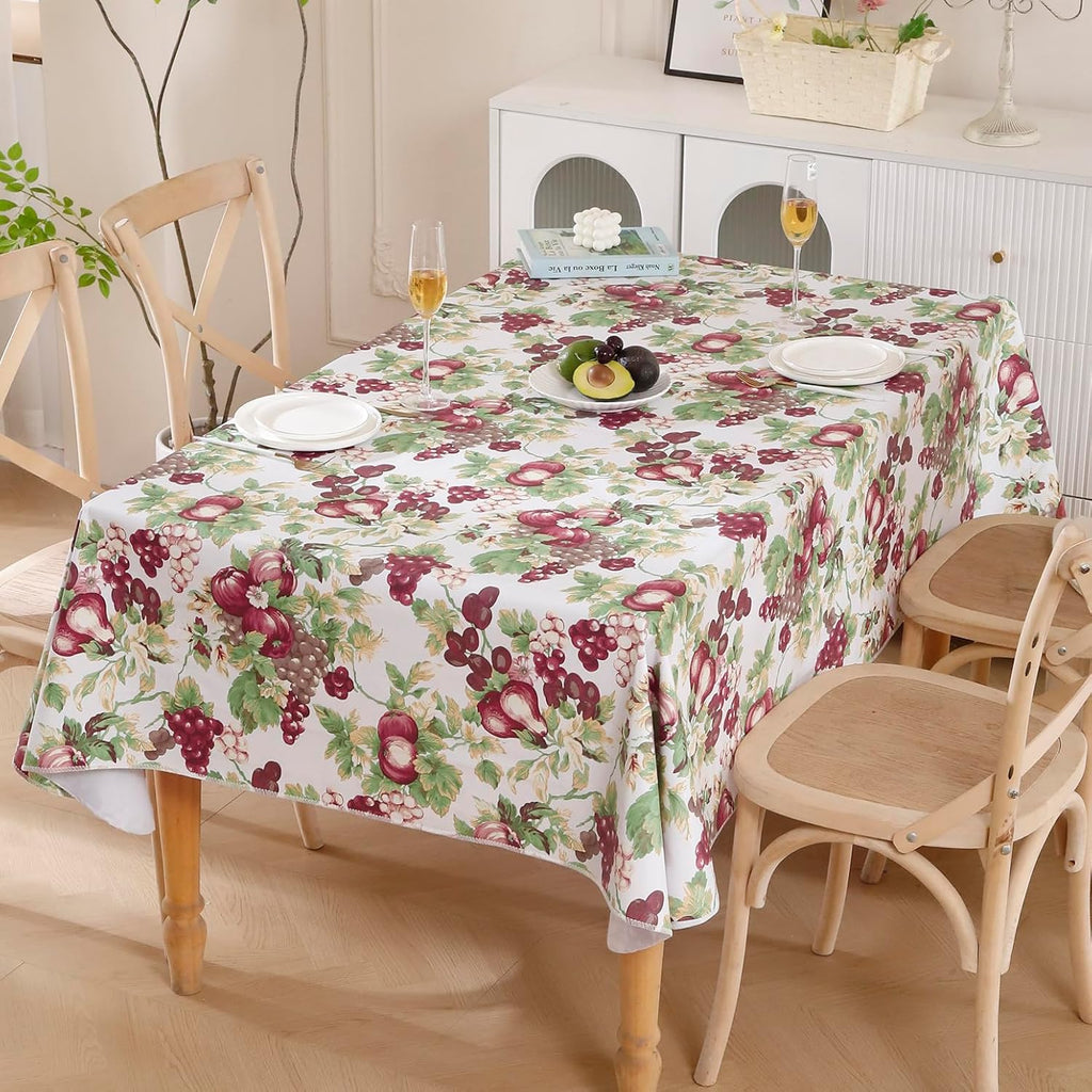 Walrus Heavy Duty Vinyl Tablecloth with Flannel Backing Waterproof Oil-Proof Plastic Table Cloth Stain-Resistant Wipeable Rectangle or Square Table Cover for Indoor and Outdoor (Fruits, 60x102 Inch)