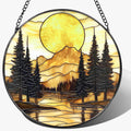 8-Inch Stained Glass Ornament, Stained Glass Window Hanging, Window Hanging Decor Suncatcher, Mountain Sunset Ornament | Holiday, Mother’s Day, Housewarming | Gifts for Nature Lovers, Friend & Family