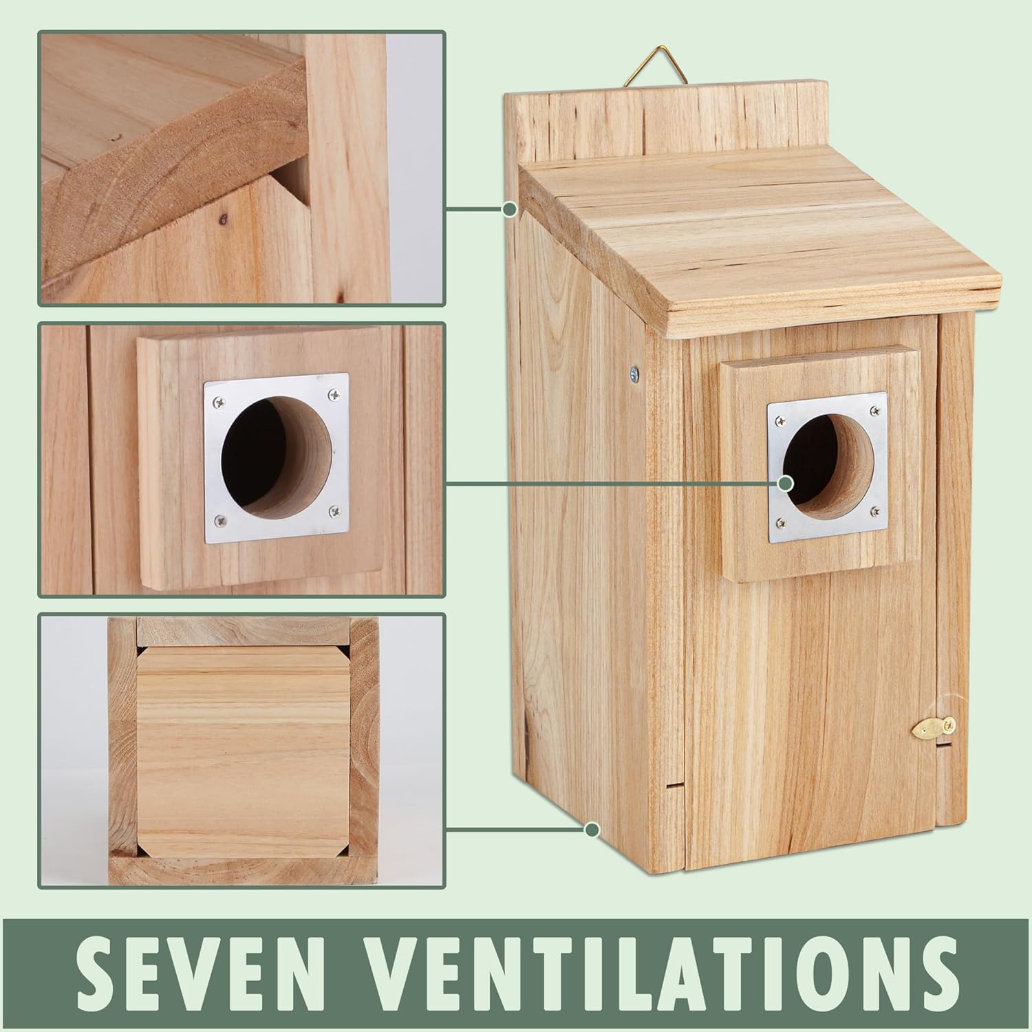 CARTMAN 0.6 Inch Thick Wood Bird Houses with Stainless Steel Guard, Hummingbird House for Outside Clearance Garden Country Cottages