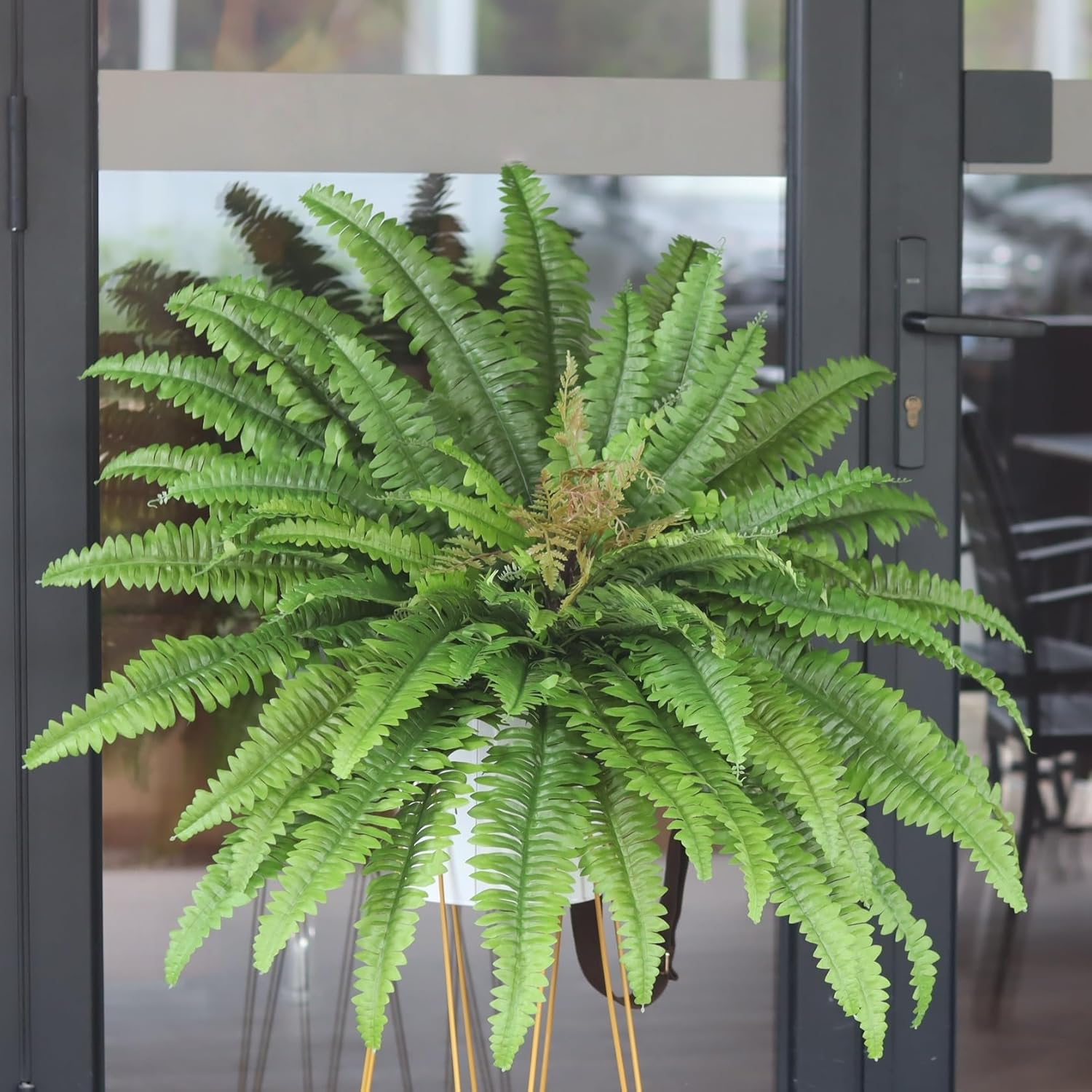Artificial Ferns for Outdoors & Indoors, 45" Fake Ferns with 63 Fronds, Large Faux Fern Greenery Plants Ideal for Entrance Planter Porch Garden Hall Home Office Decor, Hanging or Potted