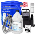 Tankless Water Heater Flushing Kit with Square 5-Gallon Bucket, Steel Hoses, 1/6 HP Pump, and Gallon Eco-Friendly Descaler