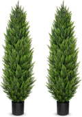 Briful 5ft Cedar Topiary Trees Artificial Outdoor Set of 2, Realistic Faux Cedar Pines with Pots, UV Resistant Christmas Greenery for Holiday Decor, Indoor Farmhouse Entryway Patio Door Plants