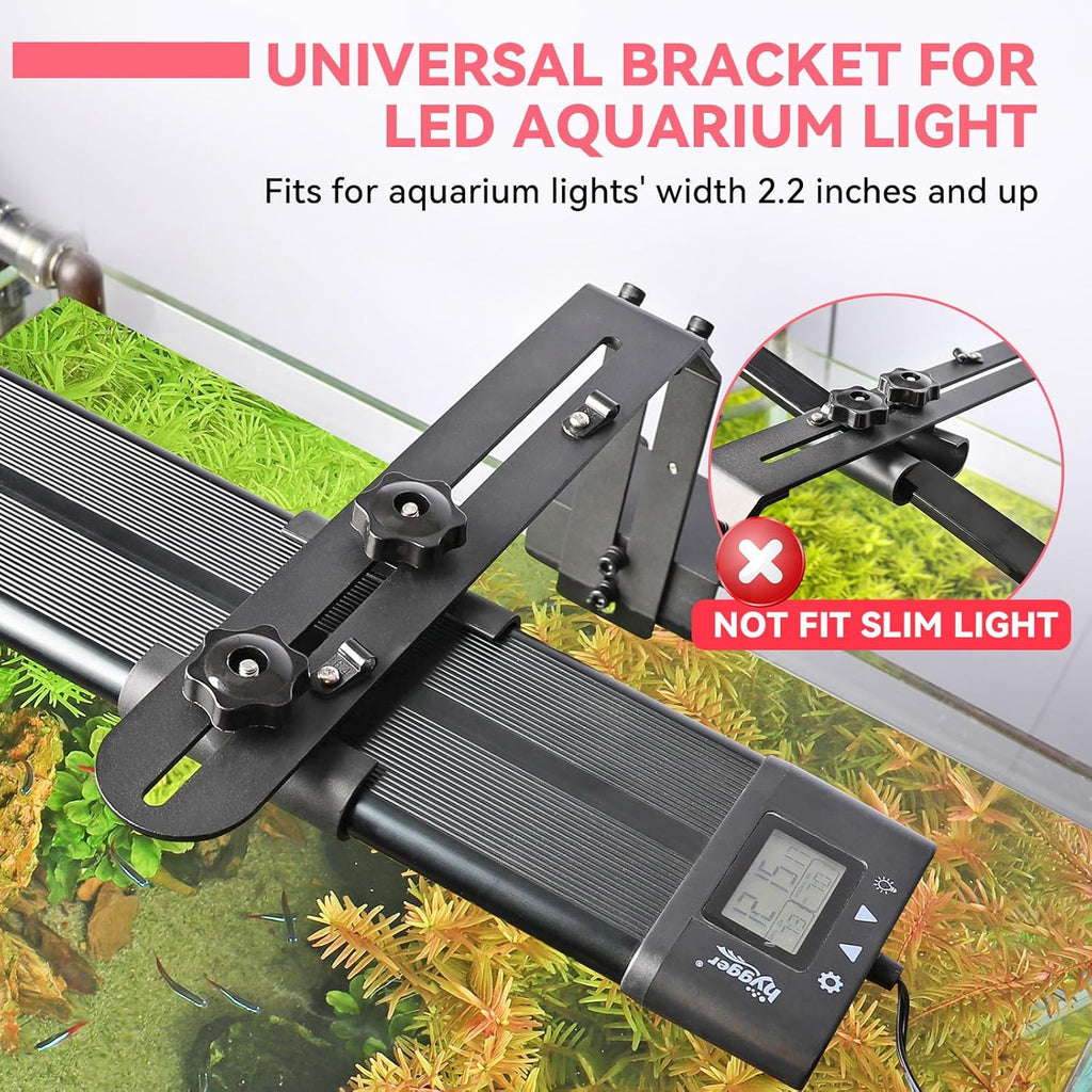 hygger Aquarium Light Riser Fits 957 978 999 918, Universal Fish Tank Light Holder Adjustable Led Aquarium Light Mounting Bracket, Sturdy Aluminum Ultra Wide Base1.7''