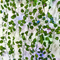 6 Pcs Artificial Hanging Plants Watermelon Leaf Vines With 60 Colorful Lights, Watermelon Vine Leaves, Fake Plant Vines, Can Be Used for Wall,Party Wedding,Home,Kitchen, Indoor and Outdoor Decoration