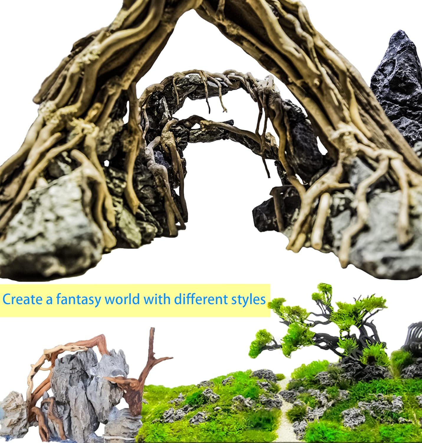 Vmiapxo 8 Pieces Natural Driftwood for Aquarium Decor, Assorted Sinkable Spider Wood, Reptile Drift Wood Branches Fish Tank Decorations (3.15''-4'')
