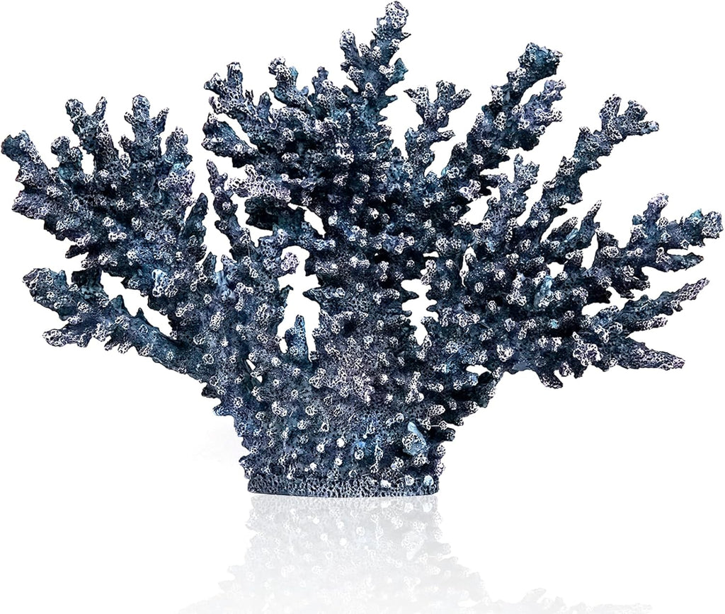Coral Beach Decor,13.5'' Width x 10'' High Artificial Resin Coral Reef Statue for Ocean Coastal Beach Nautical Themed Room Bathroom Decor for Home, 1008B Blue;