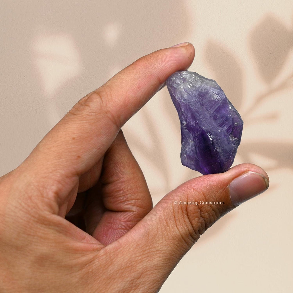 Amazing Gemstone Amethyst Raw Crystals and Healing Stones, Natural Rocks for Tumbling - DIY Raw Stones and Crystals, 2 Pieces