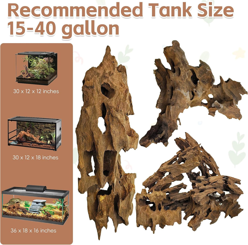 PINVNBY 6 Pcs Driftwood for Aquarium Decor 8" - 11" Natural Large Drift Wood for Fishtank Reptile Tank Aquarium Driftwood Branches Shrimp Wood Terrarium Decoration Assorted