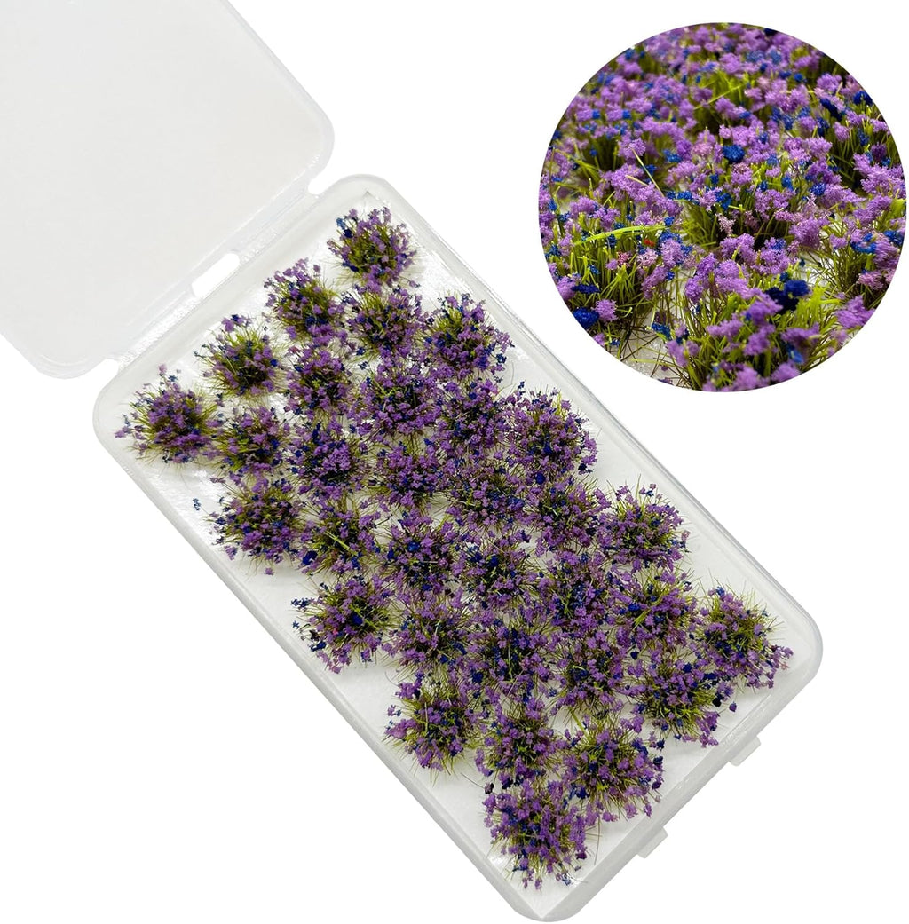 Woohome Static Grass Tuft Model Gras s Tufts, 128 PCS Railway Artificial Grass 4 Colors Bushy Tuft Flower Cluster Vegetation Groups for DIY Building Model Train Landscape Railroad Scenery