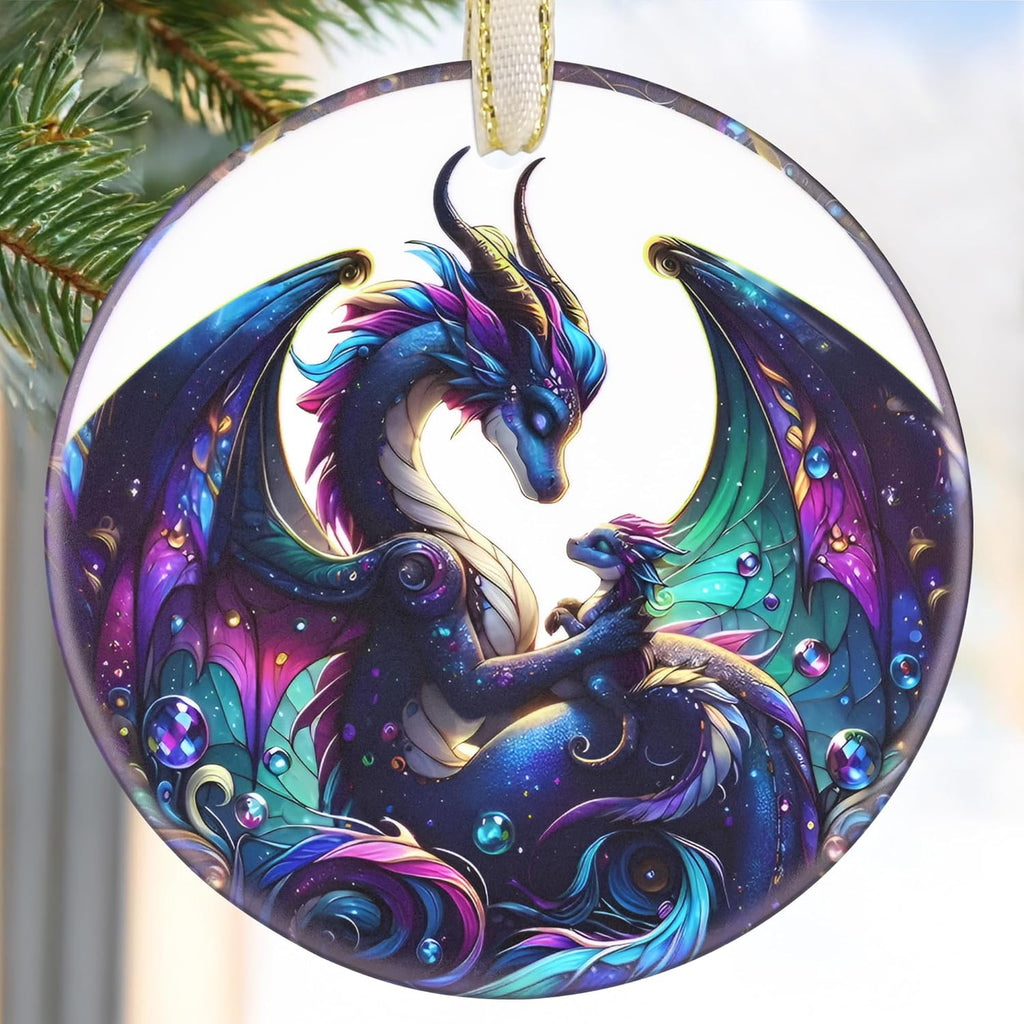 Dragon 2025 Christmas Tree Ornaments - Round Ceramic, Holiday Decor, Beautiful Gift Idea for Christmas Decorations