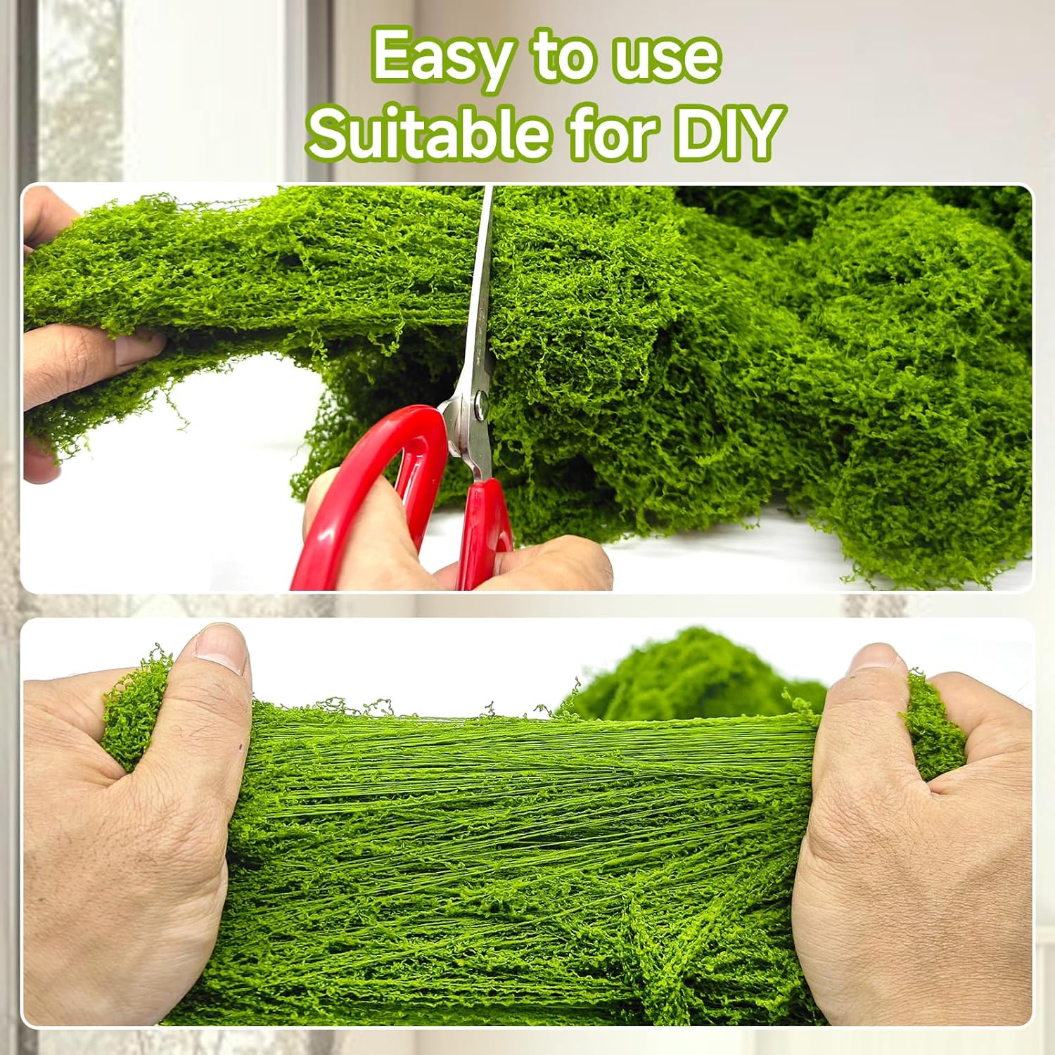 Fake Green Moss for Potted Plants Indoor, 5.3oz Artificial Moss for Crafts, Faux Moss Decor for Fairy Garden, DIY Decorative, Model Making, Walls, Glass Containers, Home