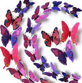 LiveGallery 72 PCS Purple Removable 3D DIY Beautiful Butterfly Wall Decals Colorful Butterflies Art Decor Wall Stickers Murals for Kids Baby Boy Girls Bedroom Classroom Offices TV Background