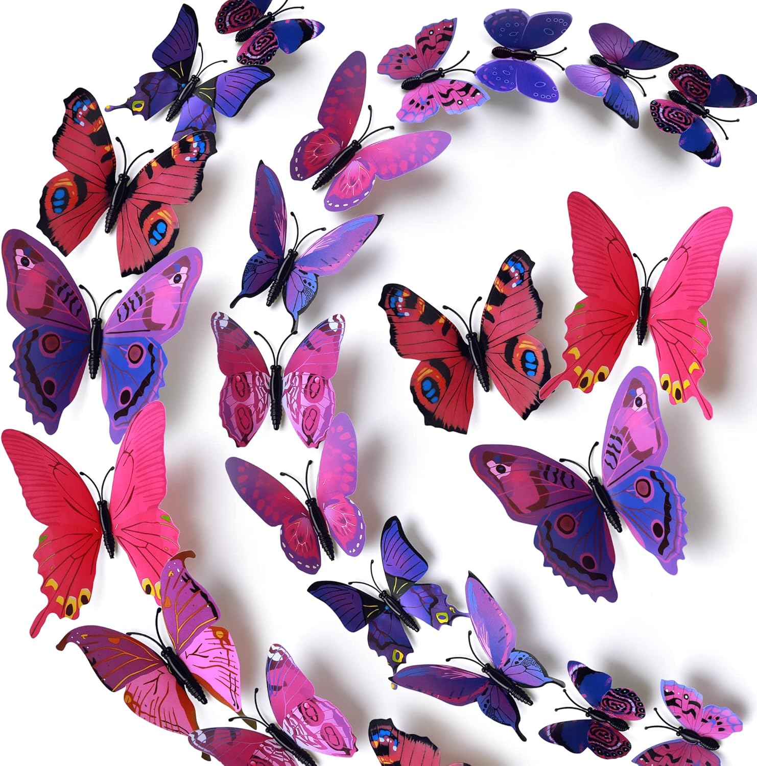 LiveGallery 72 PCS Purple Removable 3D DIY Beautiful Butterfly Wall Decals Colorful Butterflies Art Decor Wall Stickers Murals for Kids Baby Boy Girls Bedroom Classroom Offices TV Background