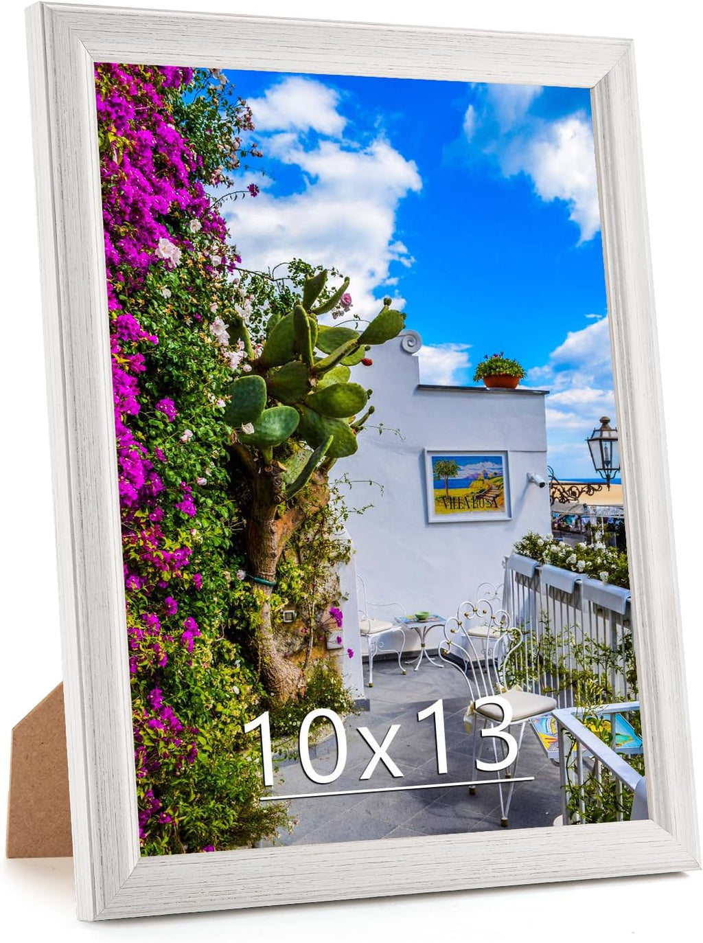 10x13 Wood Frame White, Natural Woodgrain 13x10in Picture Frame, Rustic Wooden 10 x 13 inch Gallery Photo Poster Frame with HD Plexiglass, Horizontal Vertical Wall Mounting Tabletop Display 1Pcs