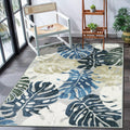 Wonnitar Monstera 3x5 Area Rug, Washable Small Leaf Room Rugs for Bedroom Blue Entry Mat, Tropical Coastal Plant Entrance Carpet Soft Stain Resistant Accent Carpet for Living Room Mudroom Office