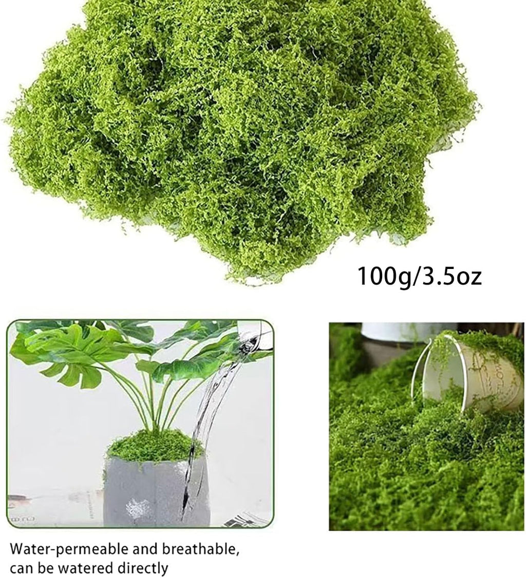 Fake Green Moss for Decorating, 100g/3.5oz Artificial Moss for Aquarium Model Crafts Table Centerpieces Decor (Green, 100g/3.5oz)